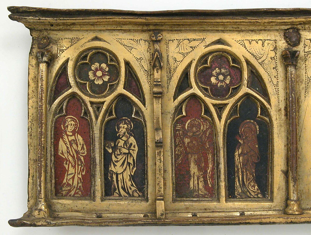 Plaque with Six Inset Panels, Champlevé translucent enamel and gilded copper, French
