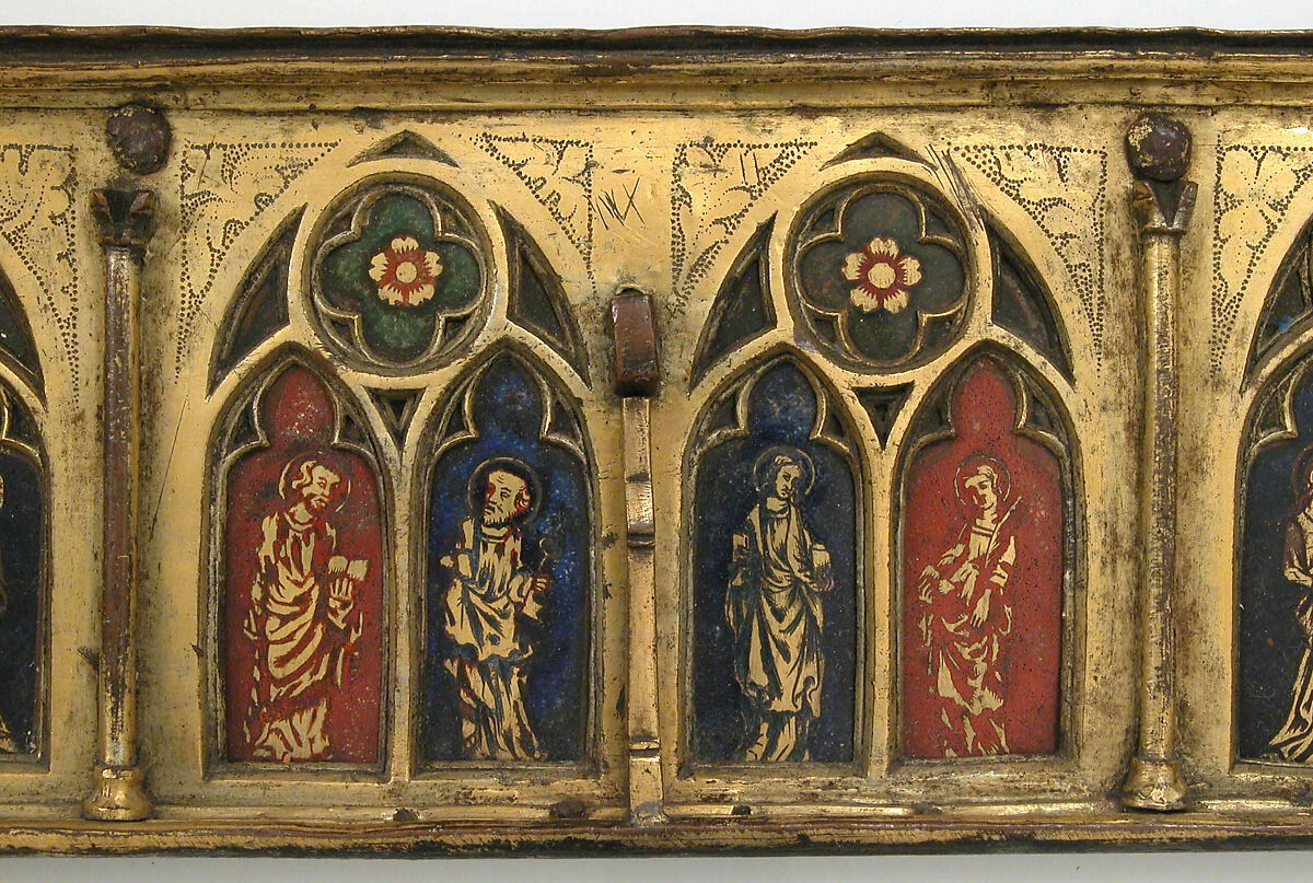 Plaque with Six Inset Panels, Champlevé translucent enamel and gilded copper, French