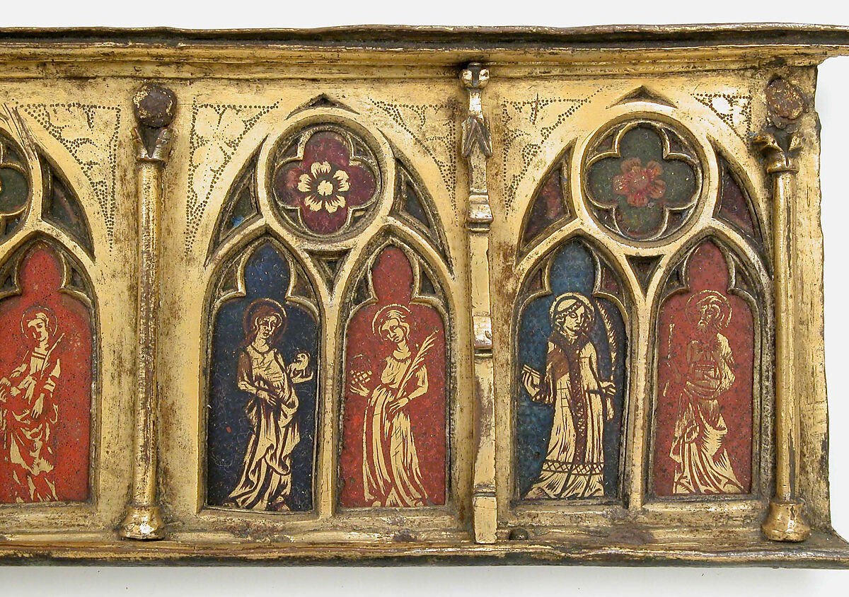 Plaque with Six Inset Panels, Champlevé translucent enamel and gilded copper, French