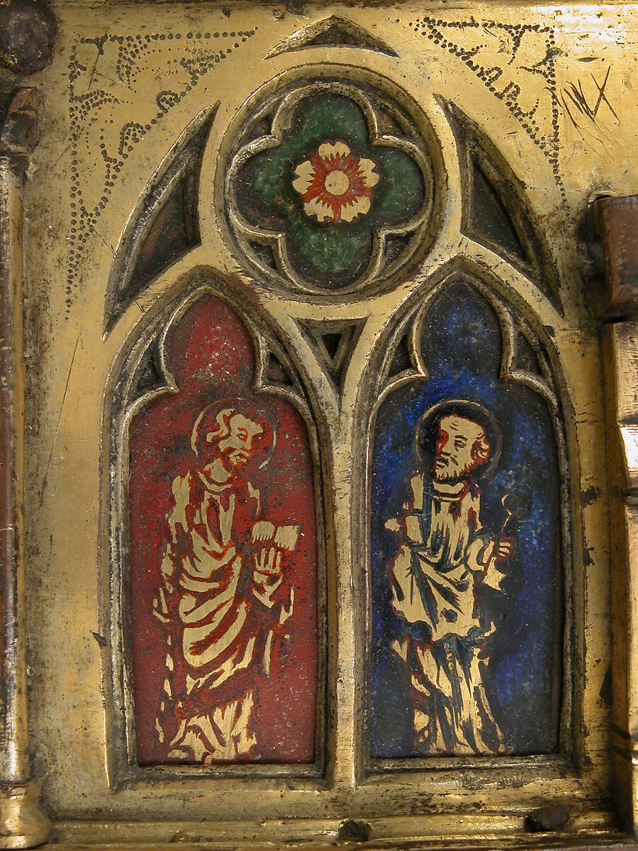 Plaque with Six Inset Panels, Champlevé translucent enamel and gilded copper, French