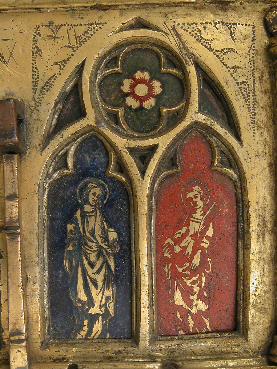 Plaque with Six Inset Panels, Champlevé translucent enamel and gilded copper, French