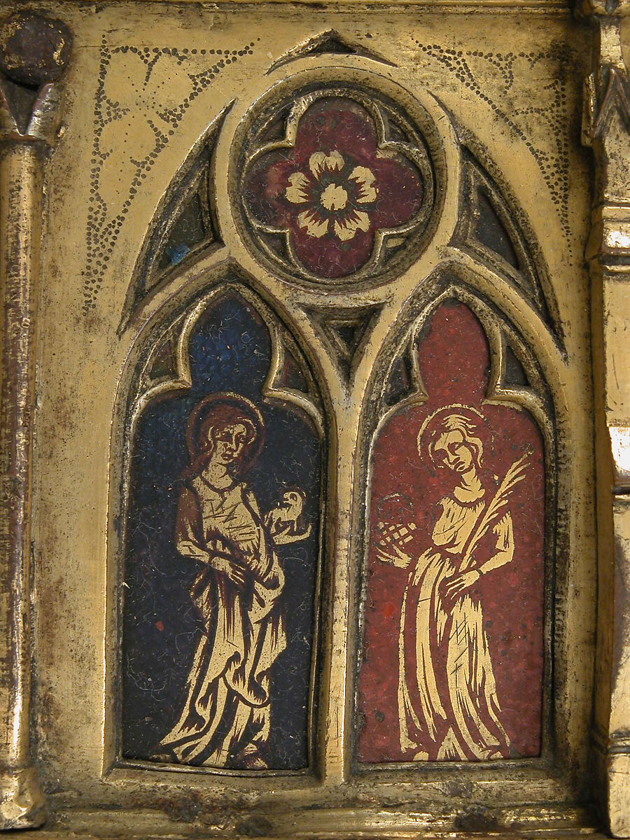 Plaque with Six Inset Panels, Champlevé translucent enamel and gilded copper, French