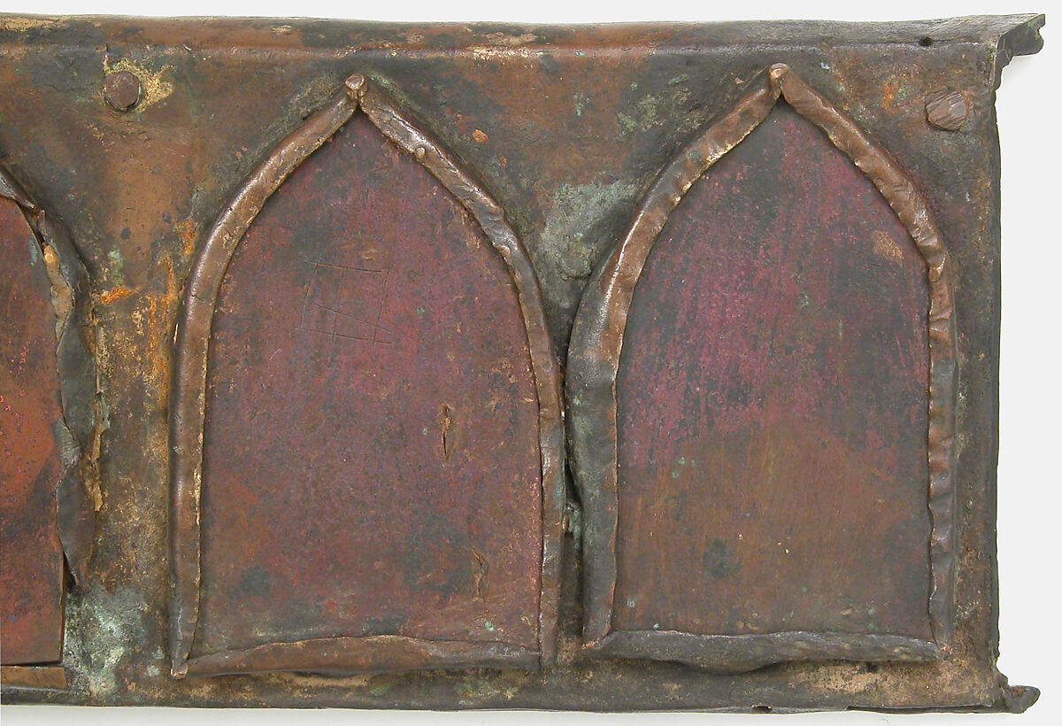 Plaque with Six Inset Panels, Champlevé translucent enamel and gilded copper, French