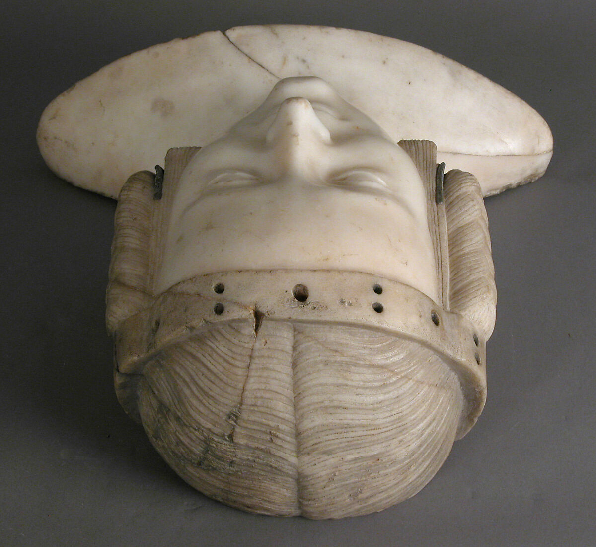 Tomb Effigy Bust of Marie de France (1327-41), daughter of Charles IV of France and Jeanne d'Evreux, Jean de Liège (Franco-Netherlandish, active ca. 1361–died 1381), Marble with lead inlays, French