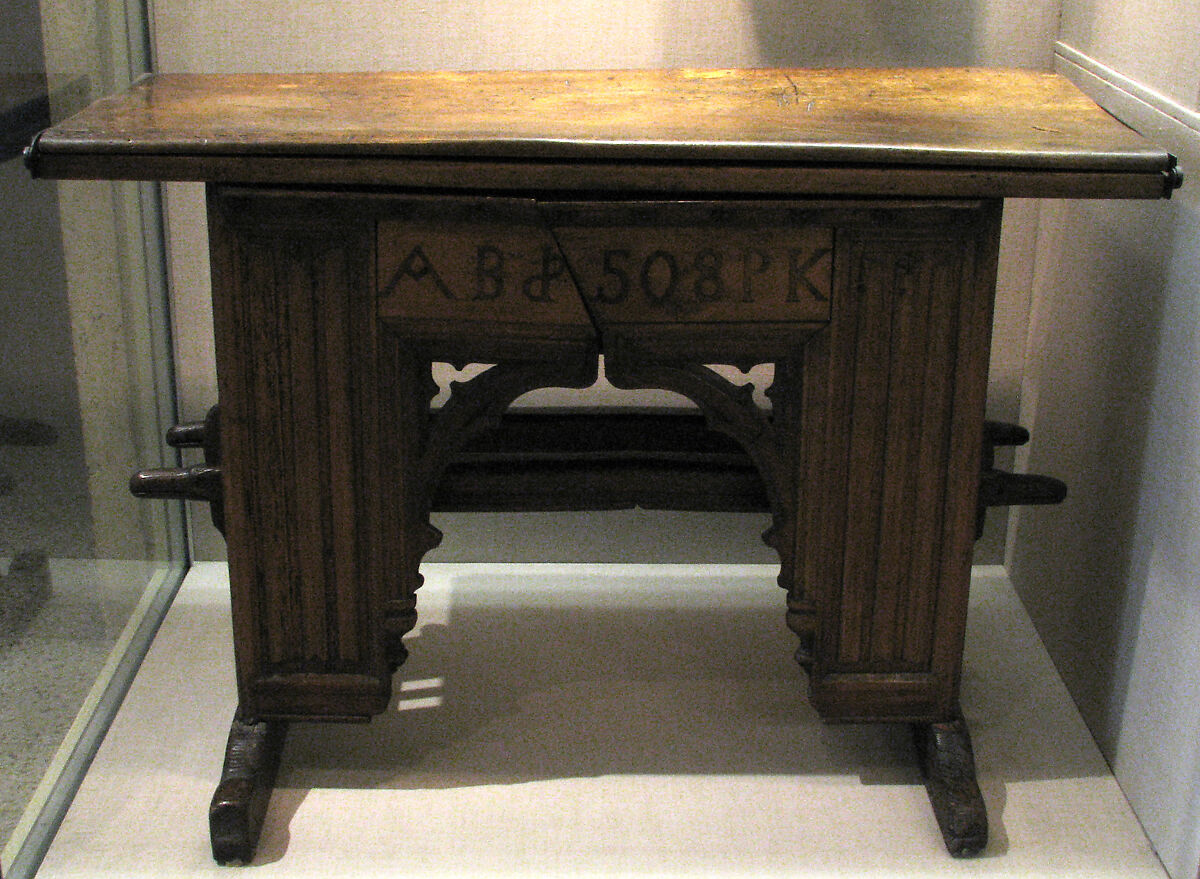 Folding Table, Coniferous wood and walnut, French
