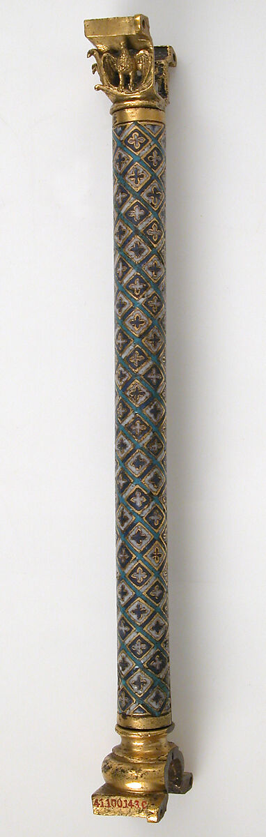 Colonnette from a Reliquary Shrine, Champlevé enamel, copper alloy, gilt, German