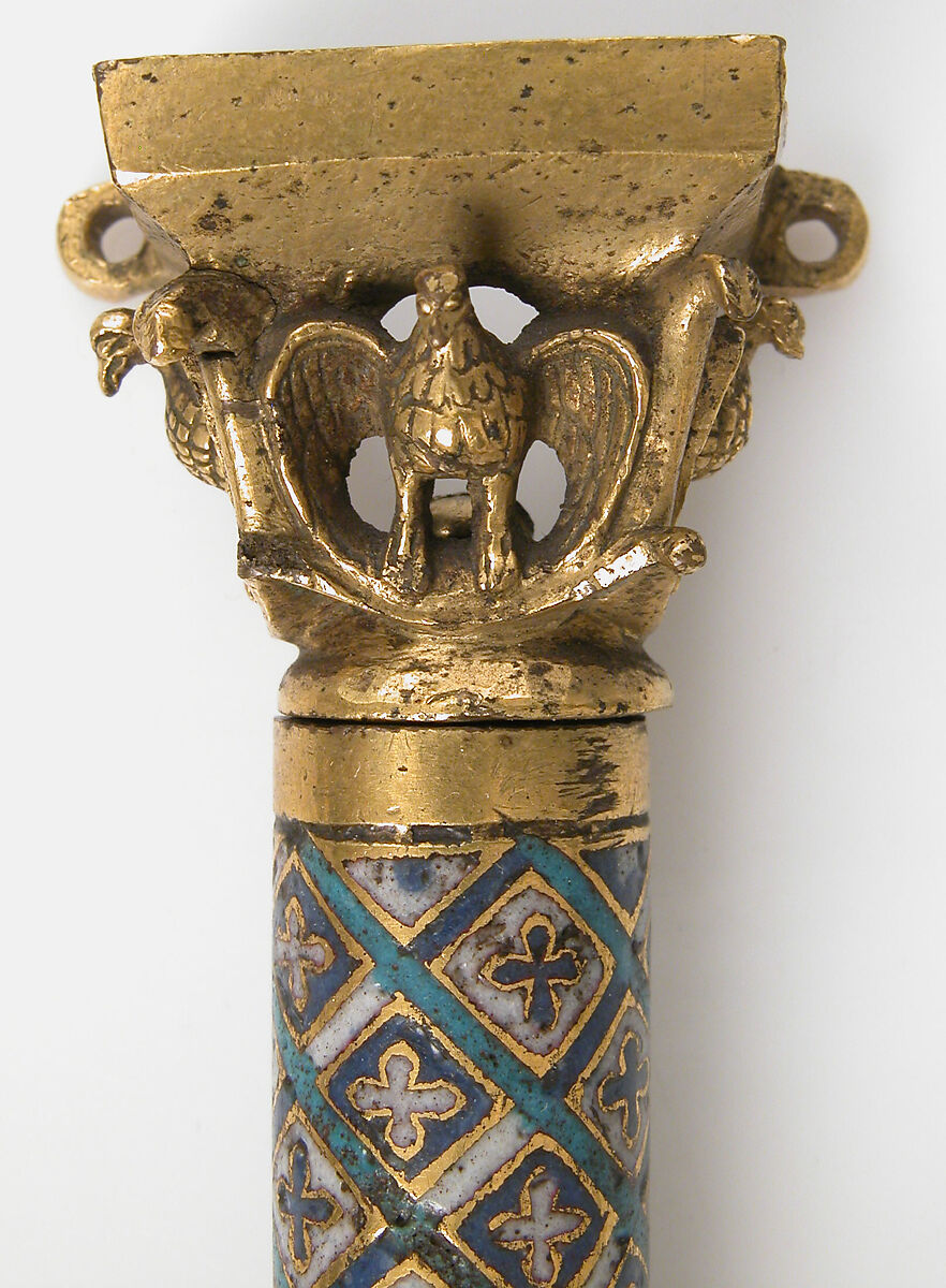 Colonnette from a Reliquary Shrine, Champlevé enamel, copper alloy, gilt, German