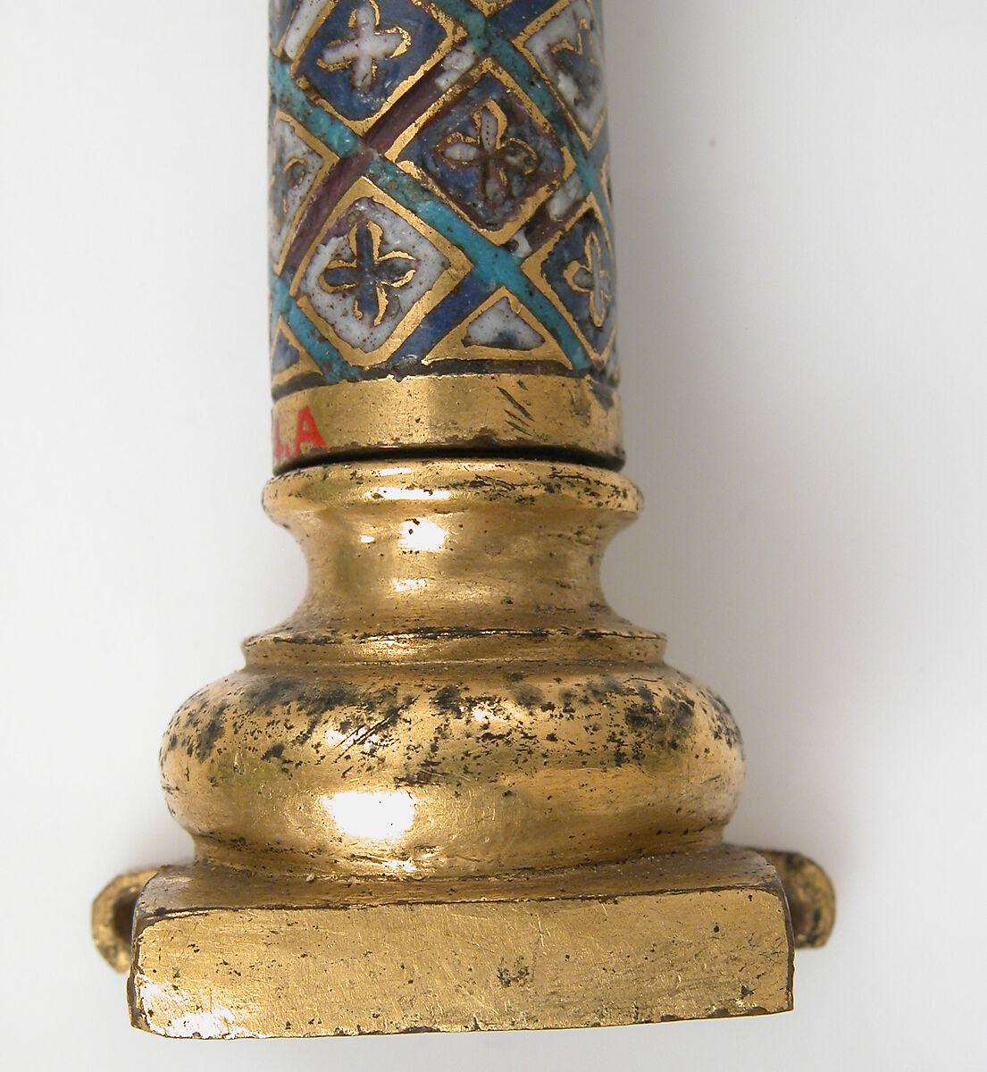 Colonnette from a Reliquary Shrine, Champlevé enamel, copper alloy, gilt, German