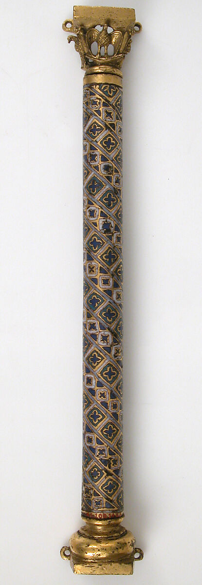 Colonnette from a Reliquary Shrine, Champlevé enamel, copper alloy, gilt, German 