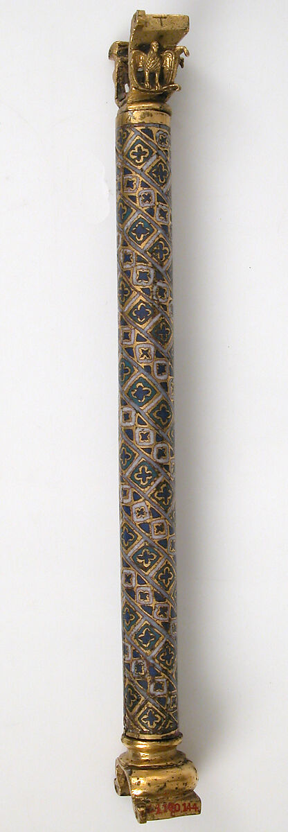 Colonnette from a Reliquary Shrine, Champlevé enamel, copper alloy, gilt, German