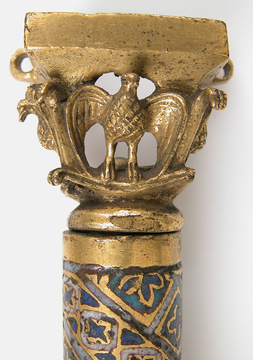 Colonnette from a Reliquary Shrine, Champlevé enamel, copper alloy, gilt, German