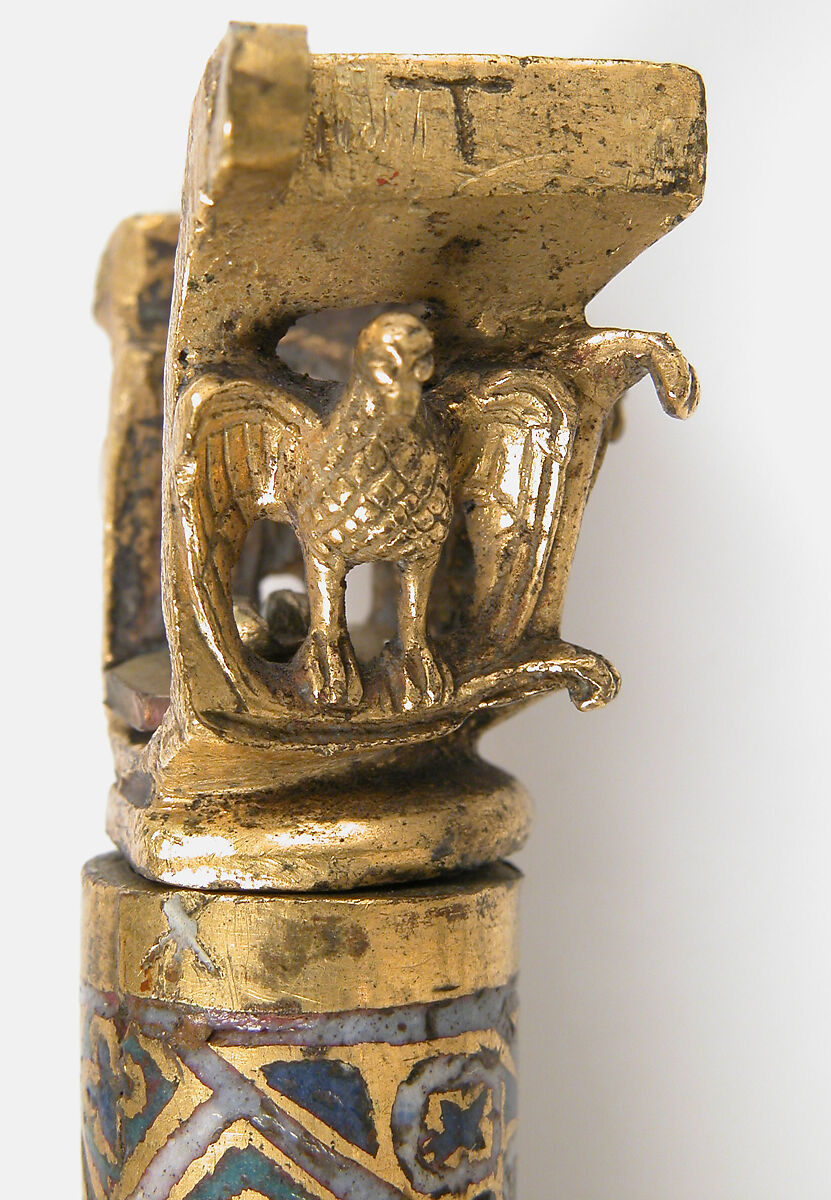 Colonnette from a Reliquary Shrine, Champlevé enamel, copper alloy, gilt, German