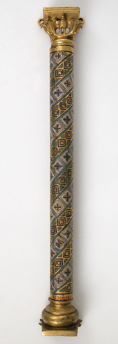 Colonnette from a Reliquary Shrine, Champlevé enamel, copper alloy, gilt, German 