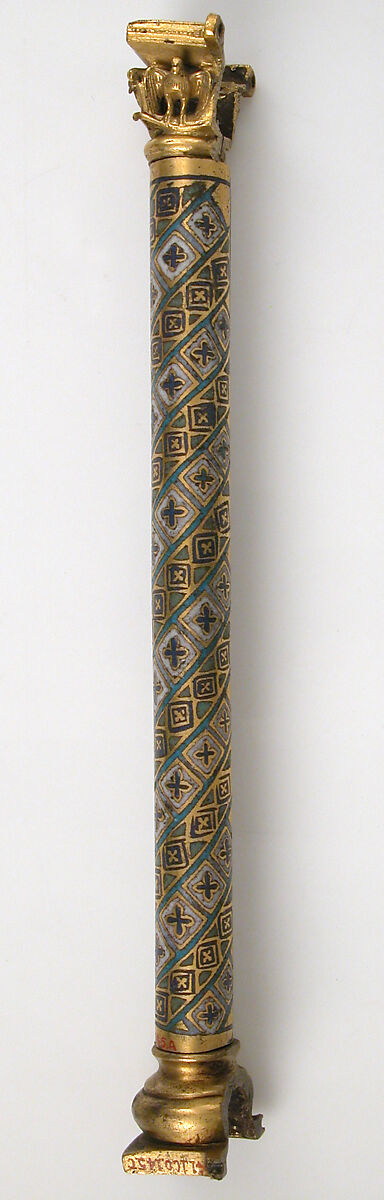 Colonnette from a Reliquary Shrine, Champlevé enamel, copper alloy, gilt, German