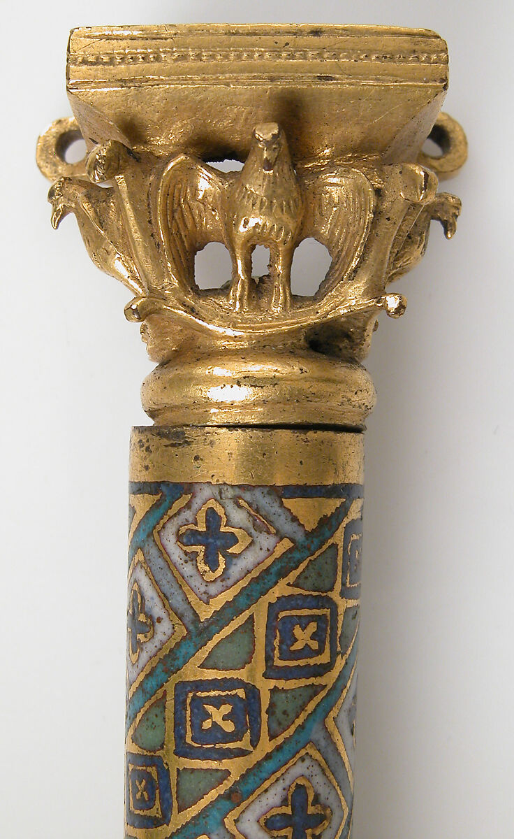 Colonnette from a Reliquary Shrine, Champlevé enamel, copper alloy, gilt, German