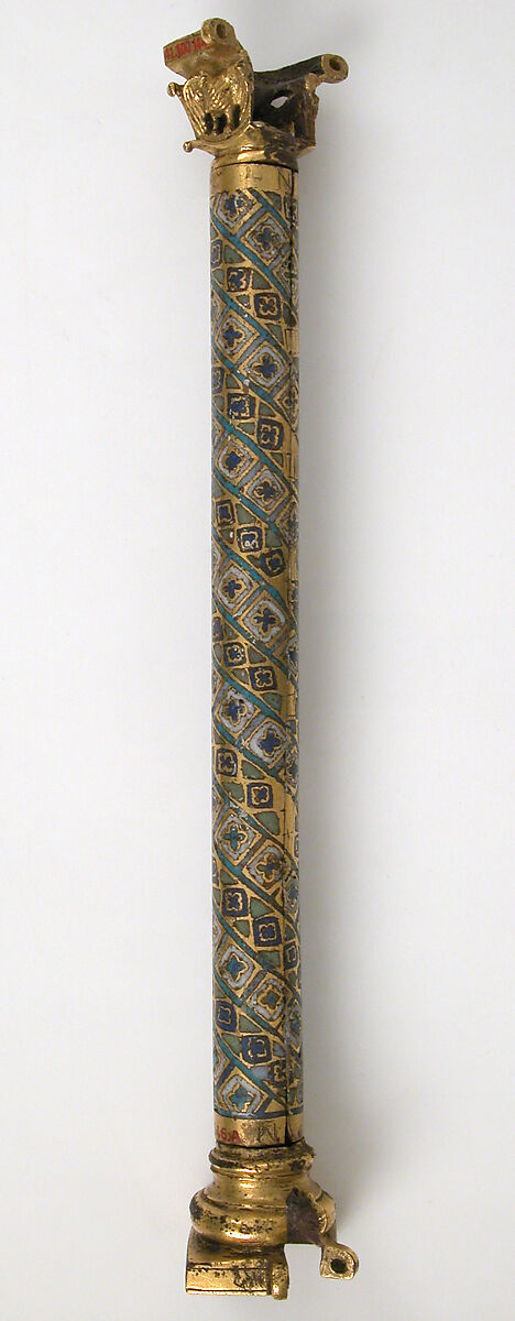 Colonnette from a Reliquary Shrine, Champlevé enamel, copper alloy, gilt, German