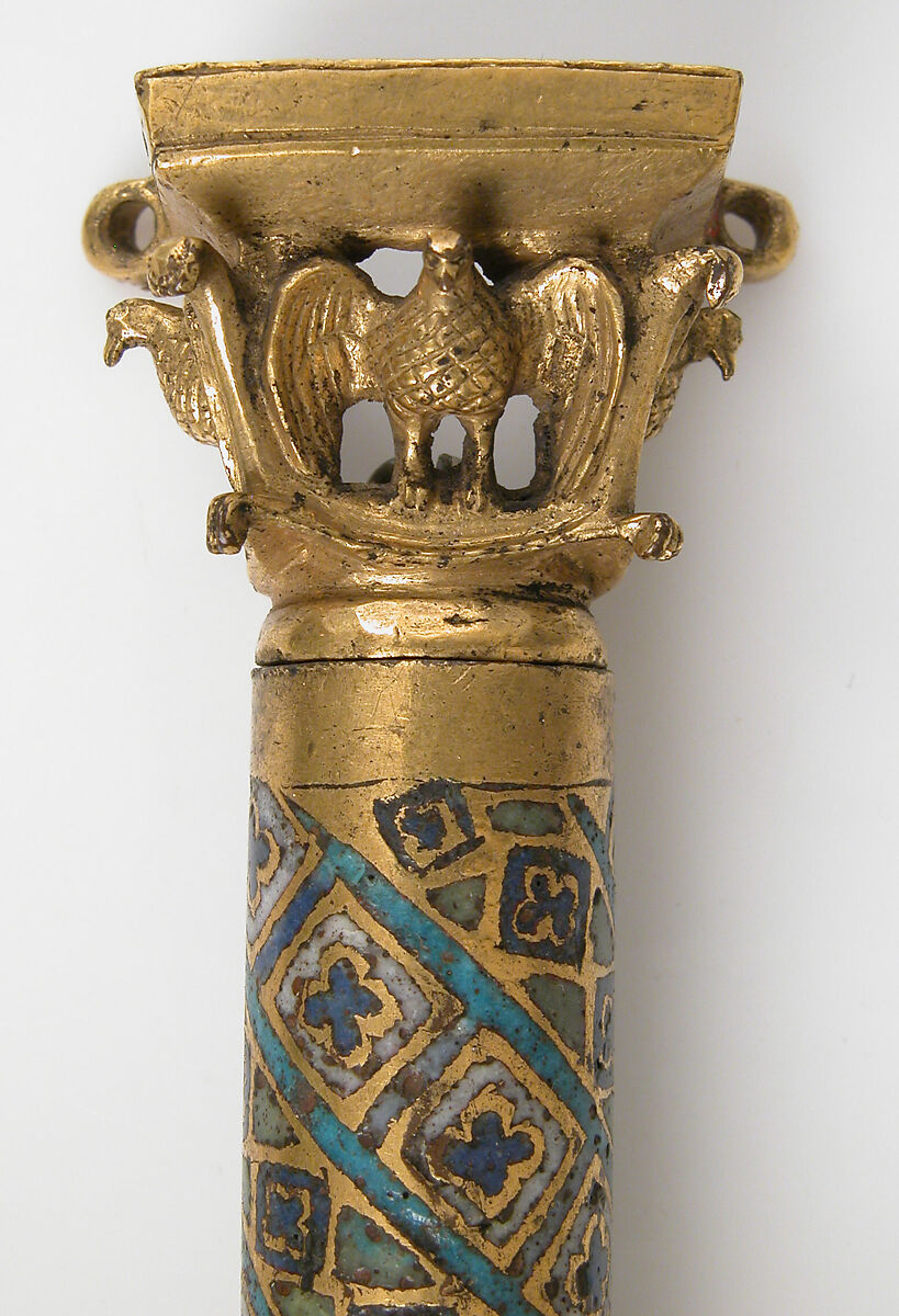 Colonnette from a Reliquary Shrine, Champlevé enamel, copper alloy, gilt, German