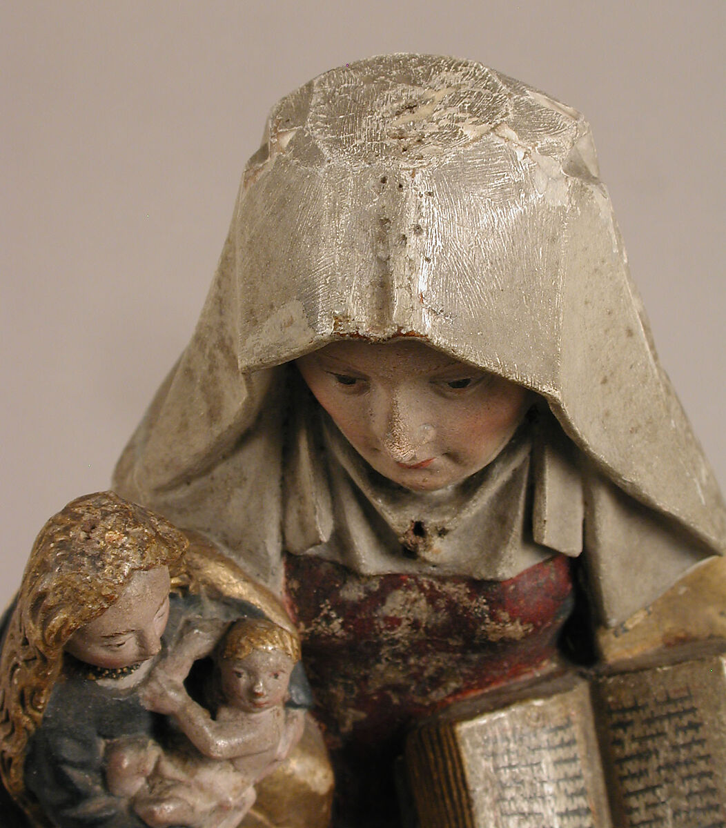 Saint Anne Holding the Virgin and Child, Walnut with polychromy and gilding, and metal thread, South Netherlandish