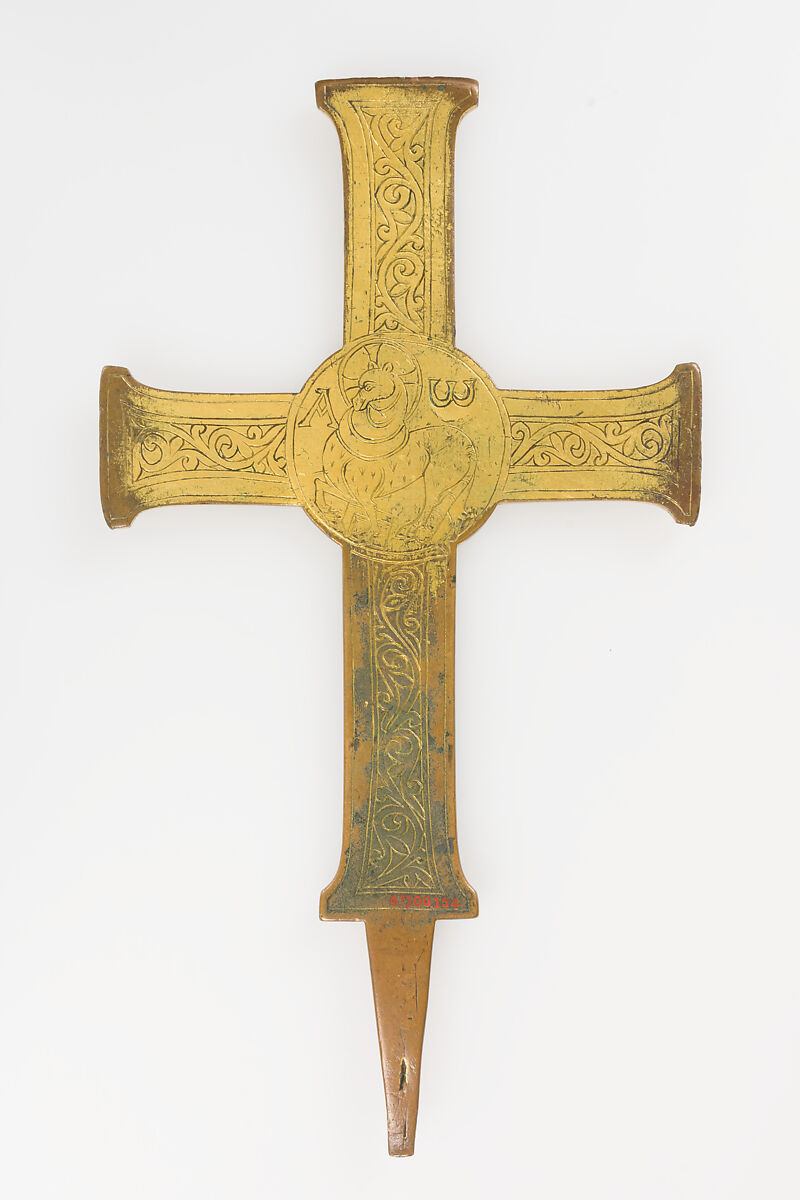 Crucifix, Champlevé enamel, copper-gilt, Spanish