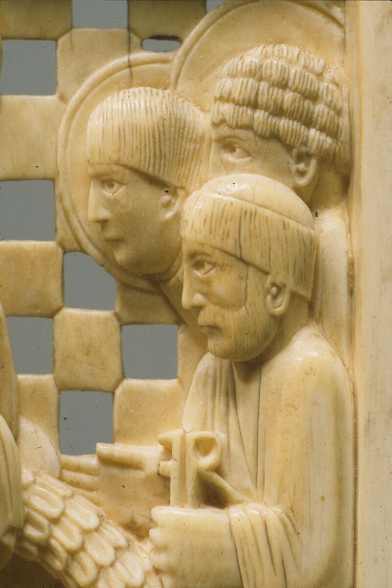 Plaque with Christ Receiving Magdeburg Cathedral from Emperor Otto I, Elephant ivory, Ottonian