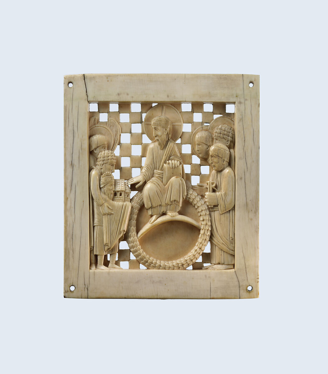 Plaque with Christ Receiving Magdeburg Cathedral from Emperor Otto I