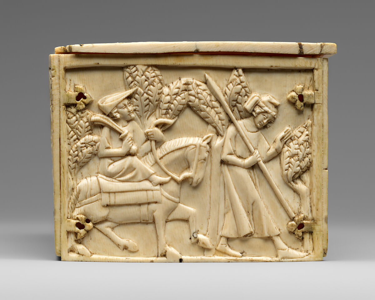 Box with the Parable Prodigal Son and Scenes of Lovers, Elephant ivory, French