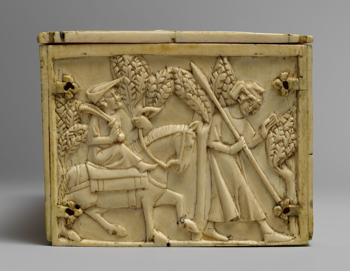Box with the Parable Prodigal Son and Scenes of Lovers, Elephant ivory, French
