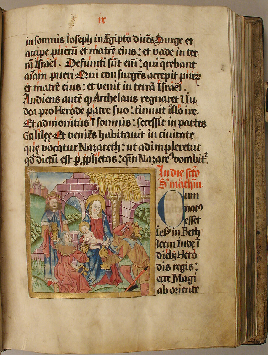 Plaque with Christ in Majesty and the Four Evangelists, Tempera, ink, and metal leaf on parchment; leather, leather binding with ivory, Ottonian