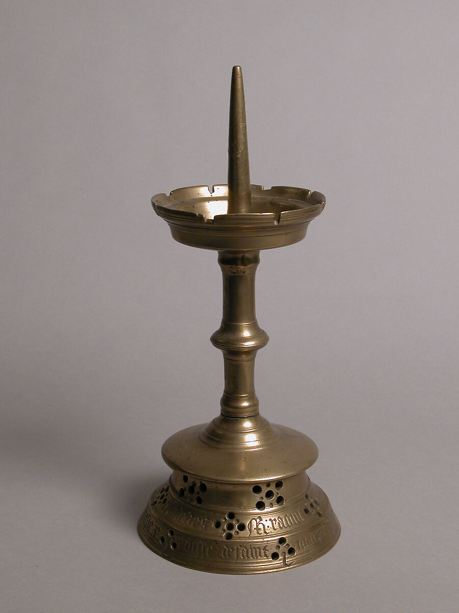 16th century brass pricket candlesticks - Marhamchurch Antiques
