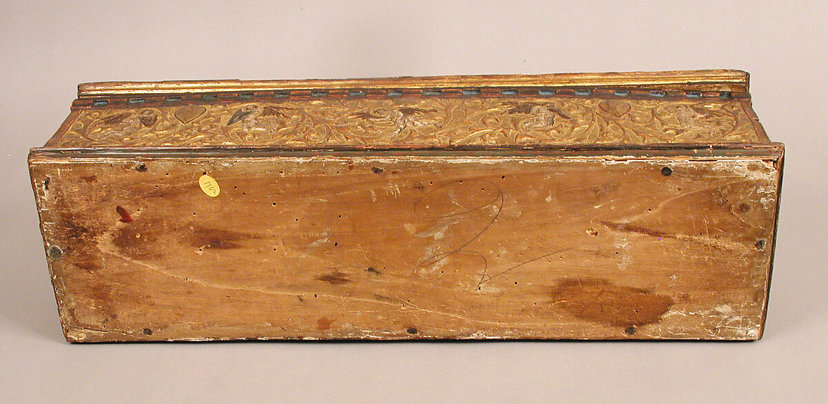 Coffret, Poplar with gilded and painted gesso, and pastiglia decoration, Italian