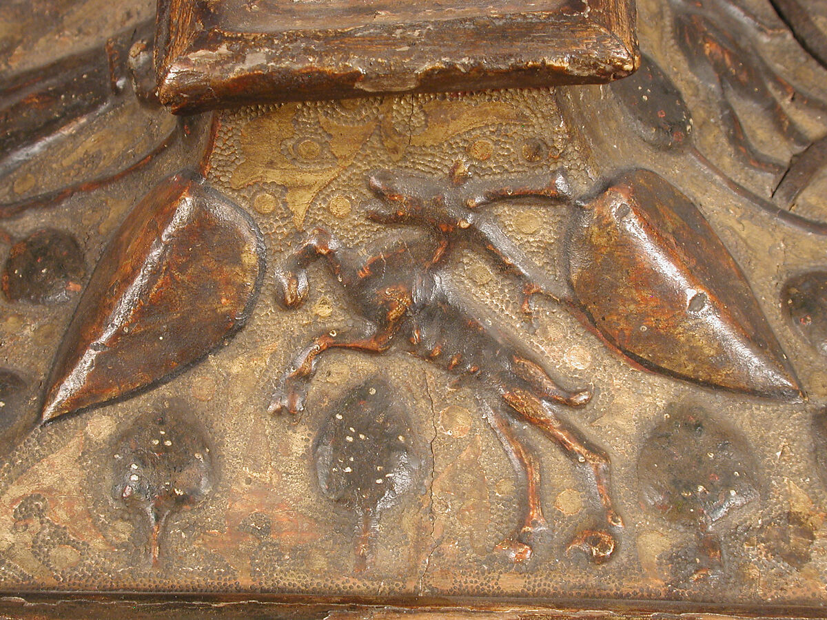 Coffret, Poplar with gilded and painted gesso, and pastiglia decoration, Italian