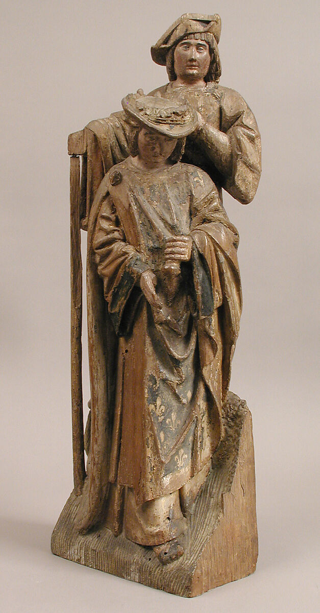 King Clothar II and an Attendant, Oak, painted, French
