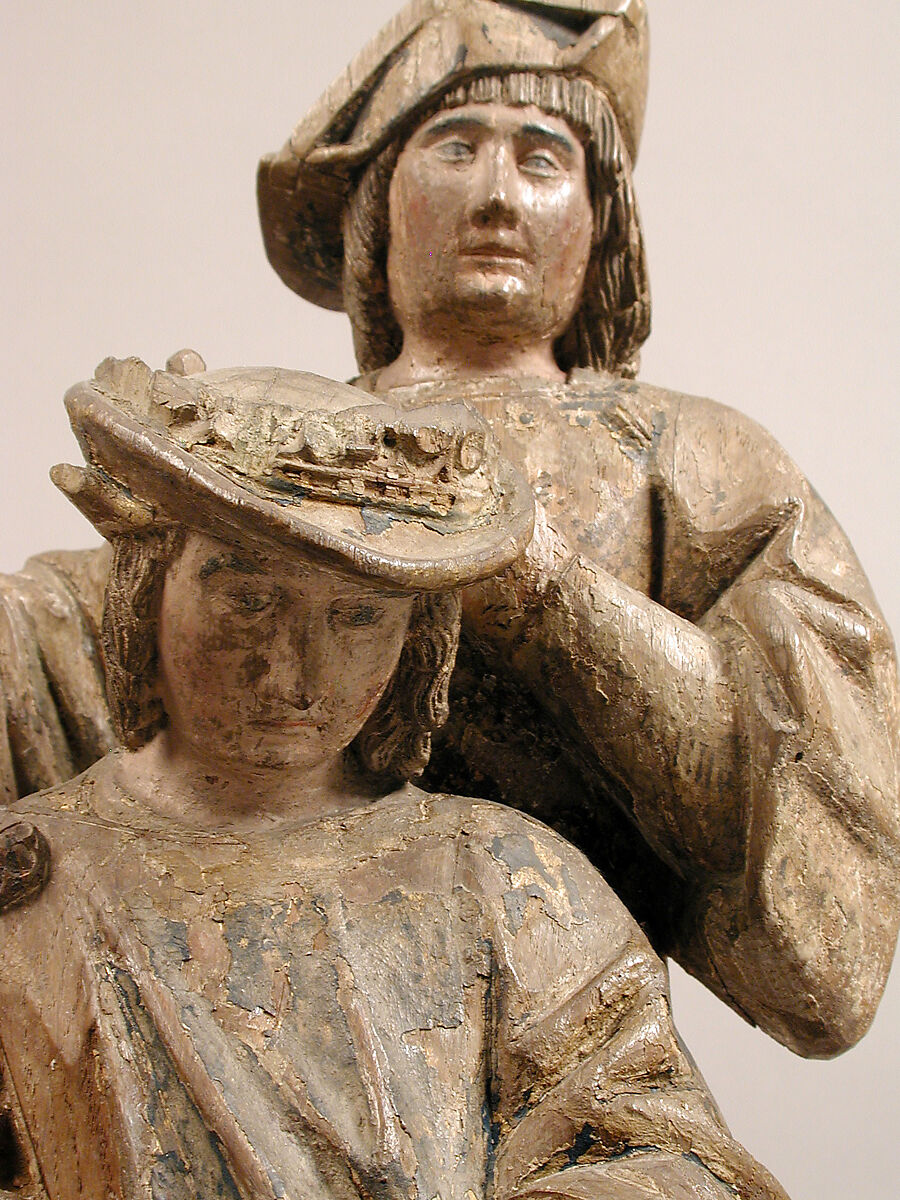 King Clothar II and an Attendant, Oak, painted, French