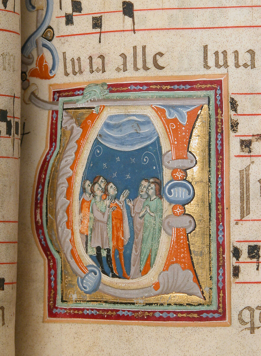 Gradual, Tempera and ink on parchment, with oak and tooled leather binding, Italian