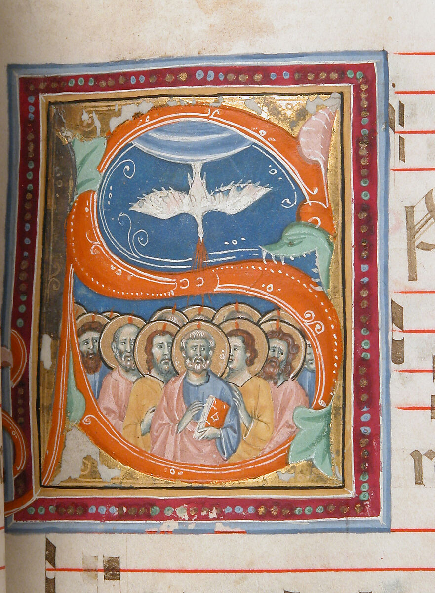 Gradual, Tempera and ink on parchment, with oak and tooled leather binding, Italian