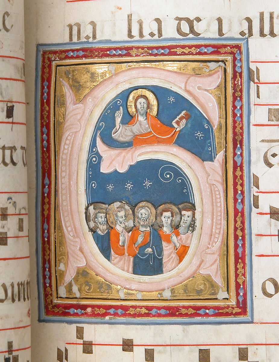 Gradual, Tempera and ink on parchment, with oak and tooled leather binding, Italian