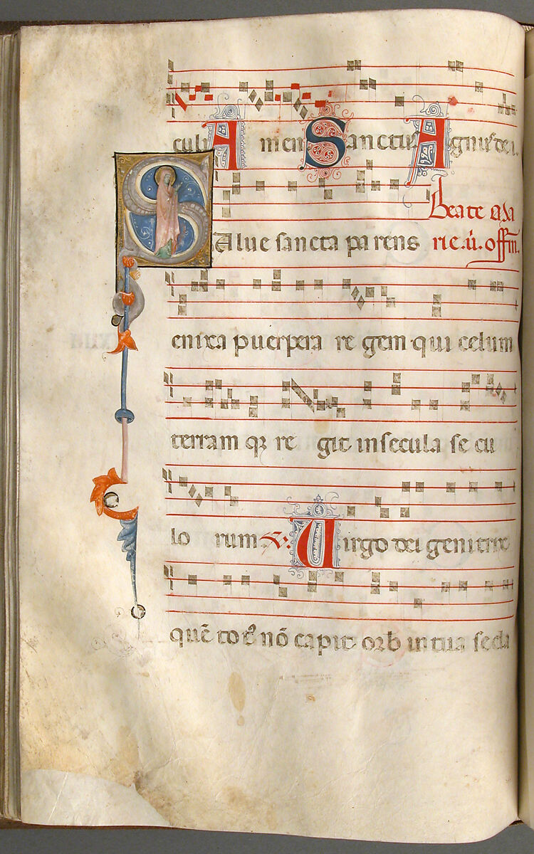 Gradual, Tempera and ink on parchment, with oak and tooled leather binding, Italian