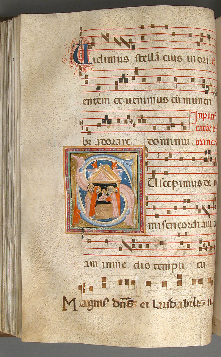 Gradual, Tempera and ink on parchment, with oak and tooled leather binding, Italian