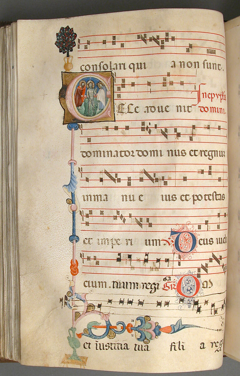 Gradual, Tempera and ink on parchment, with oak and tooled leather binding, Italian