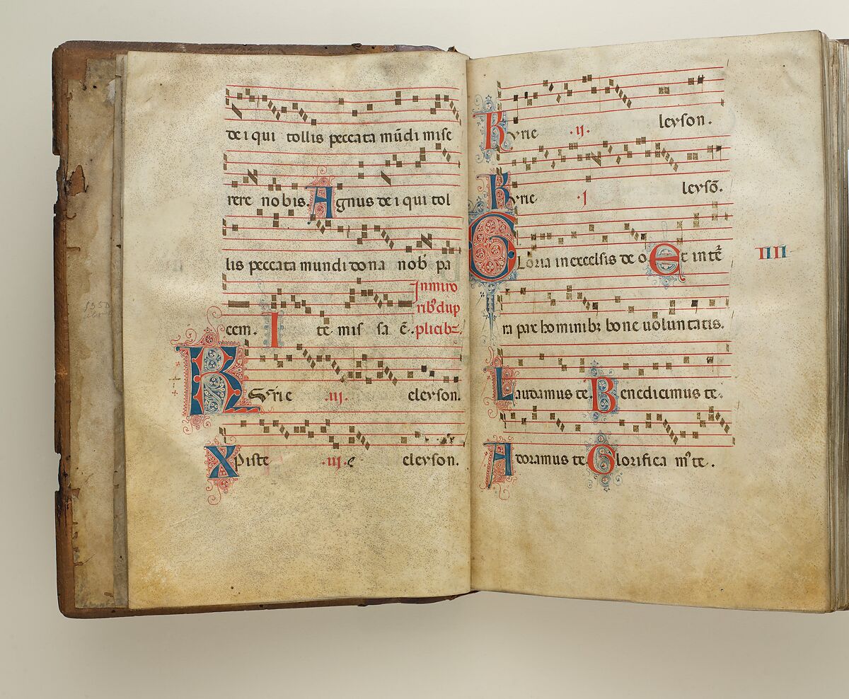 Gradual, Tempera and ink on parchment, with oak and tooled leather binding, Italian