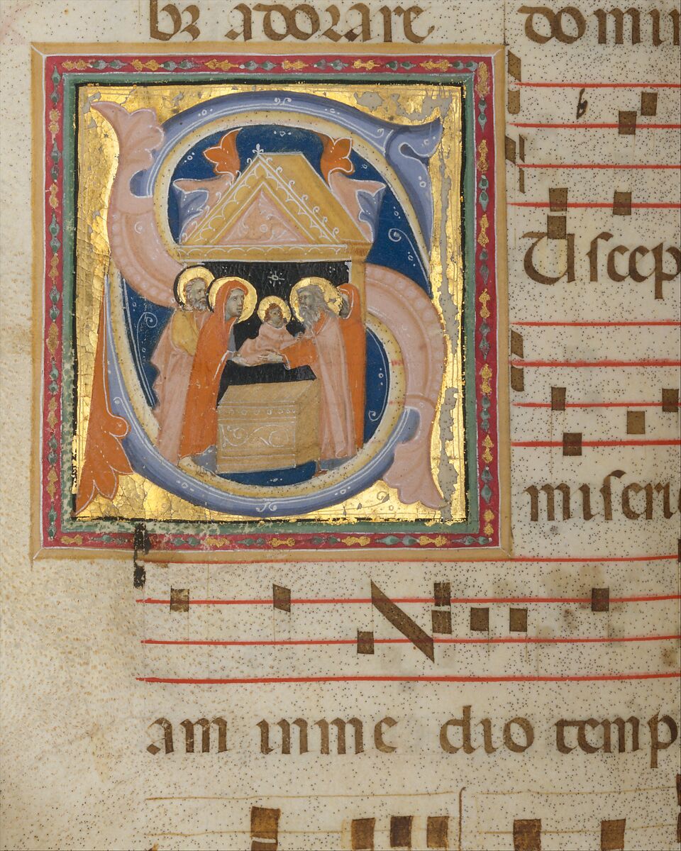 Gradual, Tempera and ink on parchment, with oak and tooled leather binding, Italian