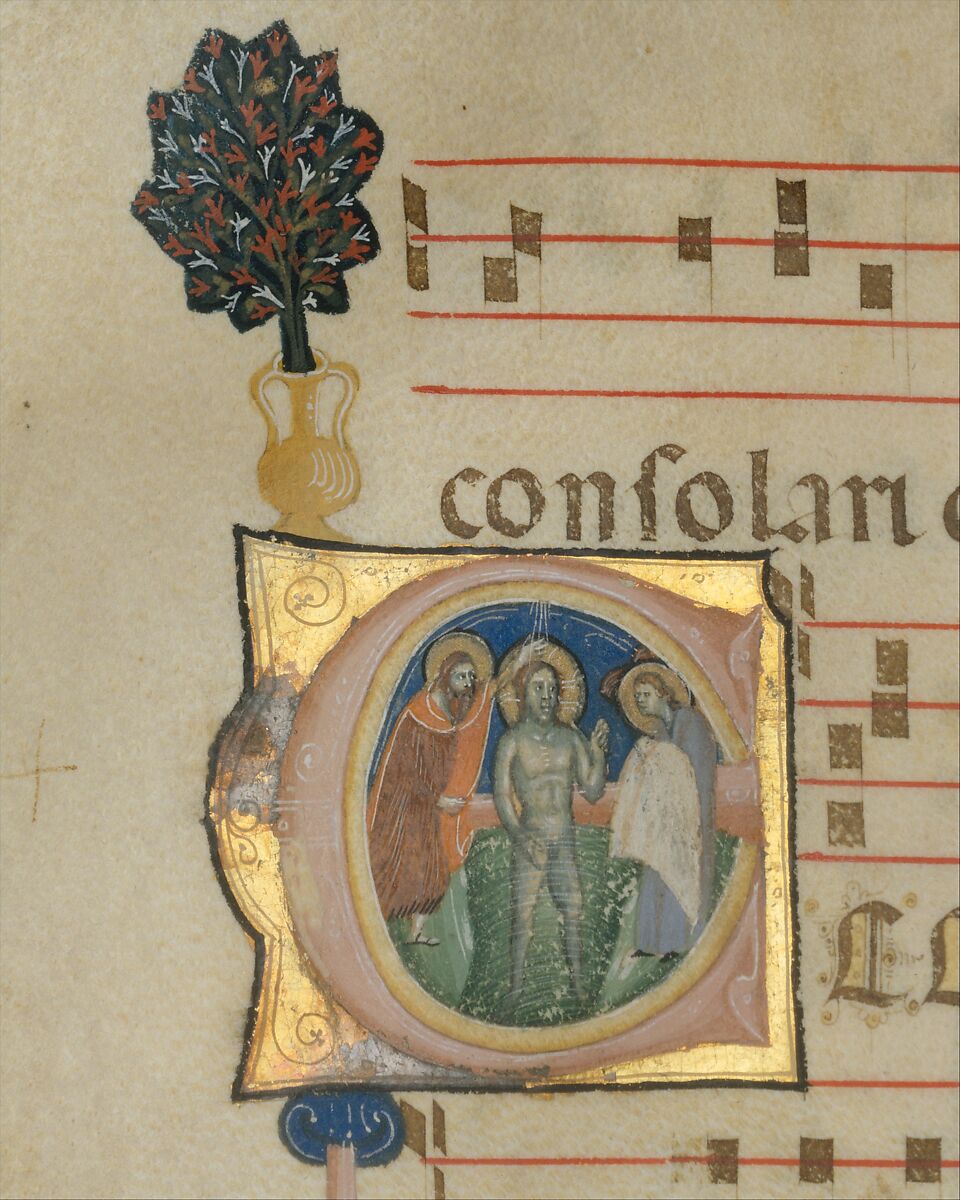 Gradual, Tempera and ink on parchment, with oak and tooled leather binding, Italian