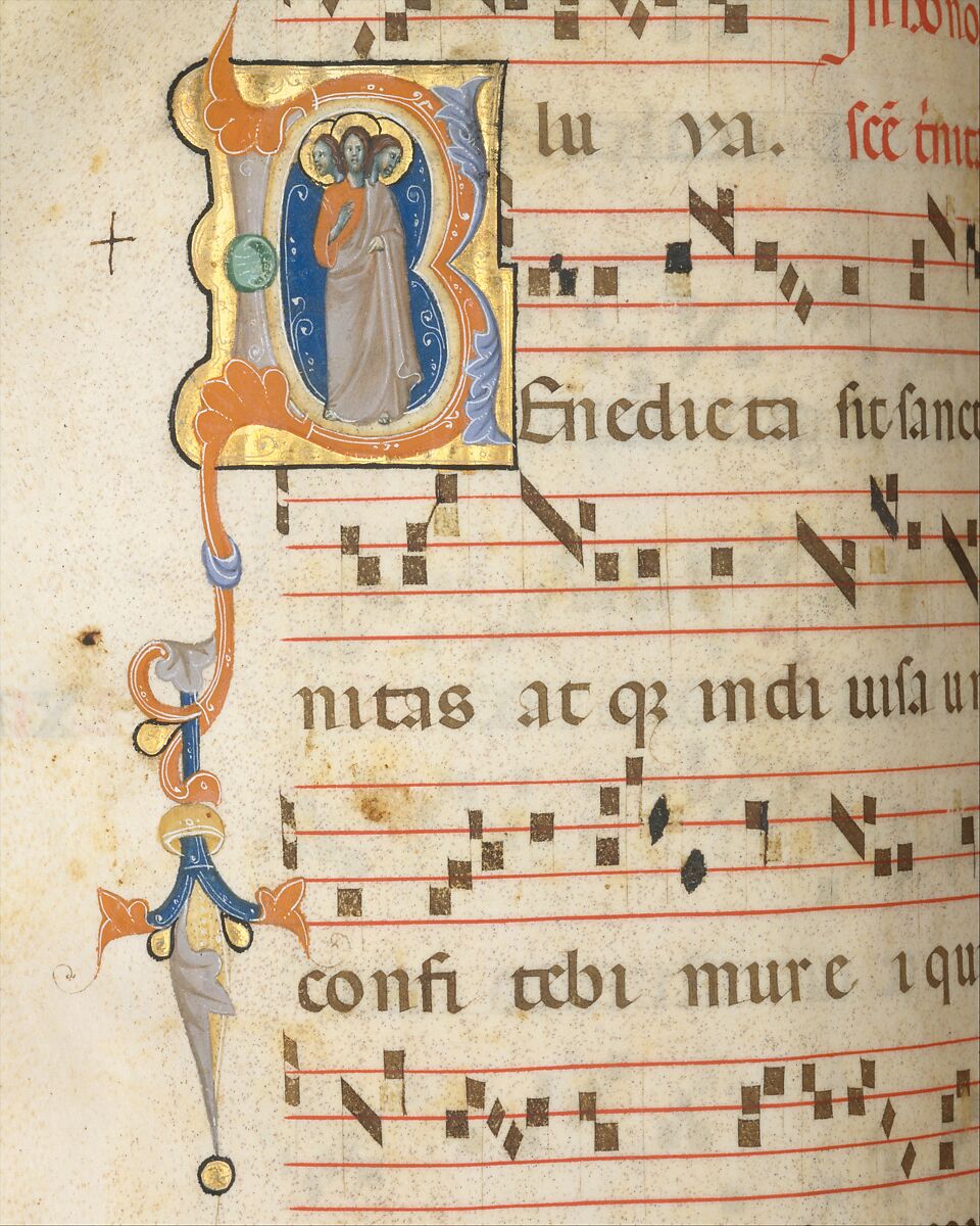 Gradual, Tempera and ink on parchment, with oak and tooled leather binding, Italian