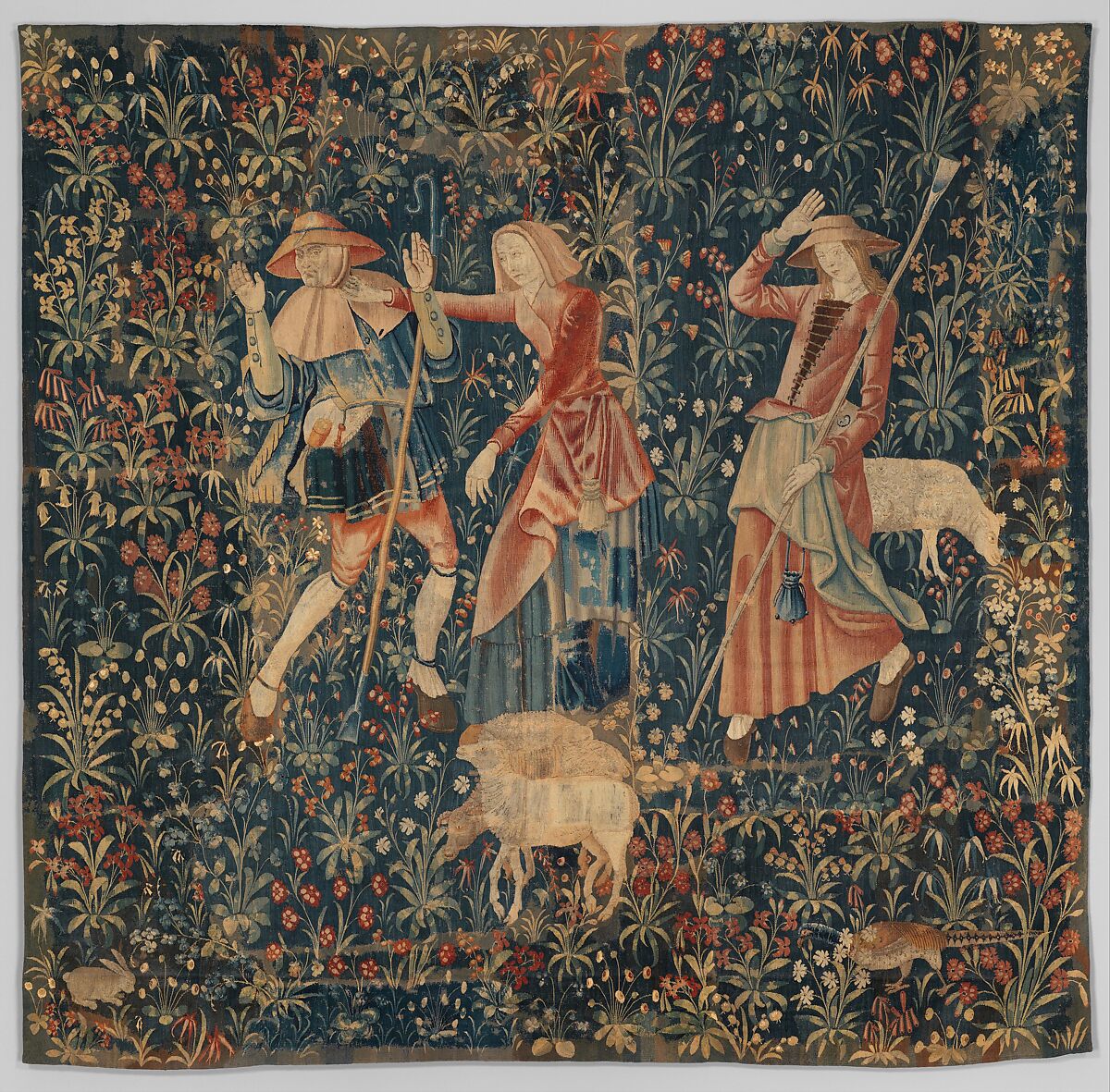 Shepherd and Shepherdesses, Wool warp;  wool wefts, South Netherlandish 