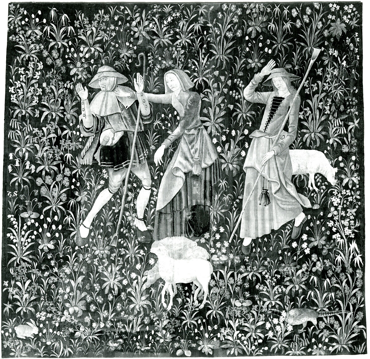 Shepherd and Shepherdesses, Wool warp;  wool wefts, South Netherlandish