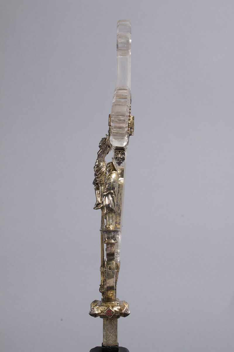 Crucifix, Gilded silver,, crystal, and enamel, Italian
