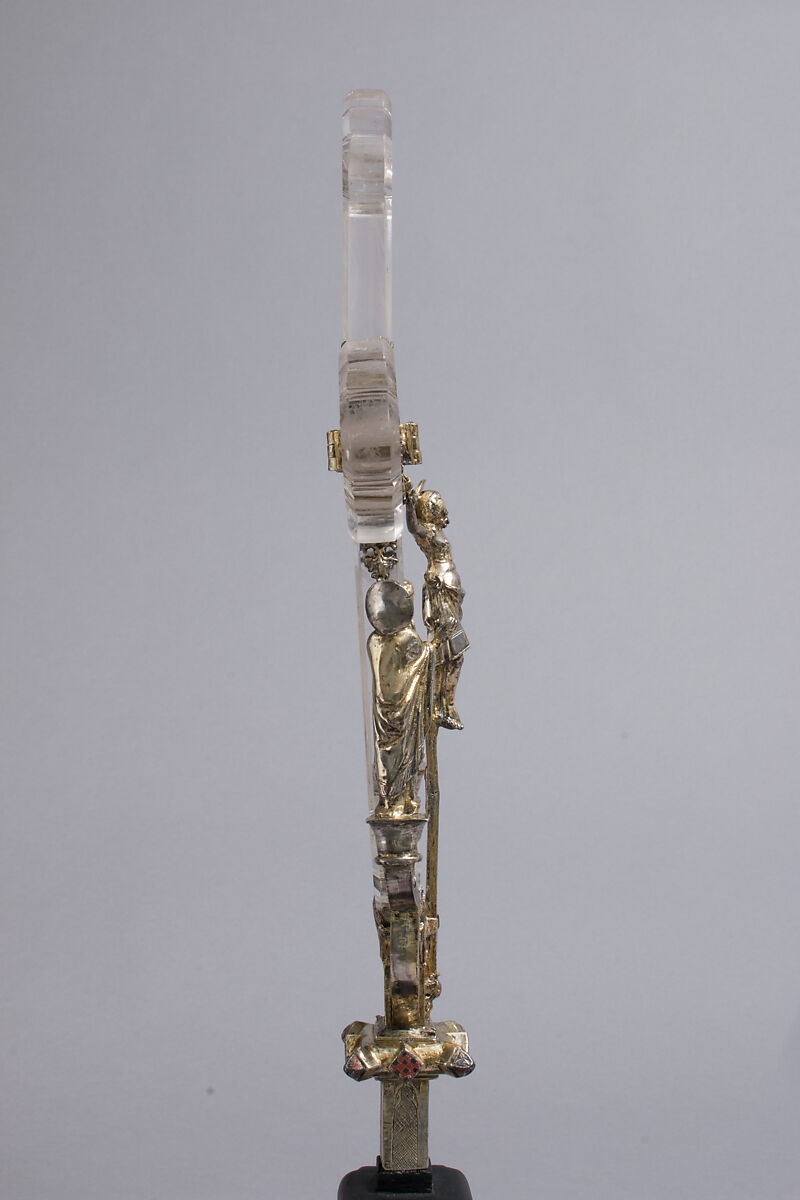 Crucifix, Gilded silver,, crystal, and enamel, Italian