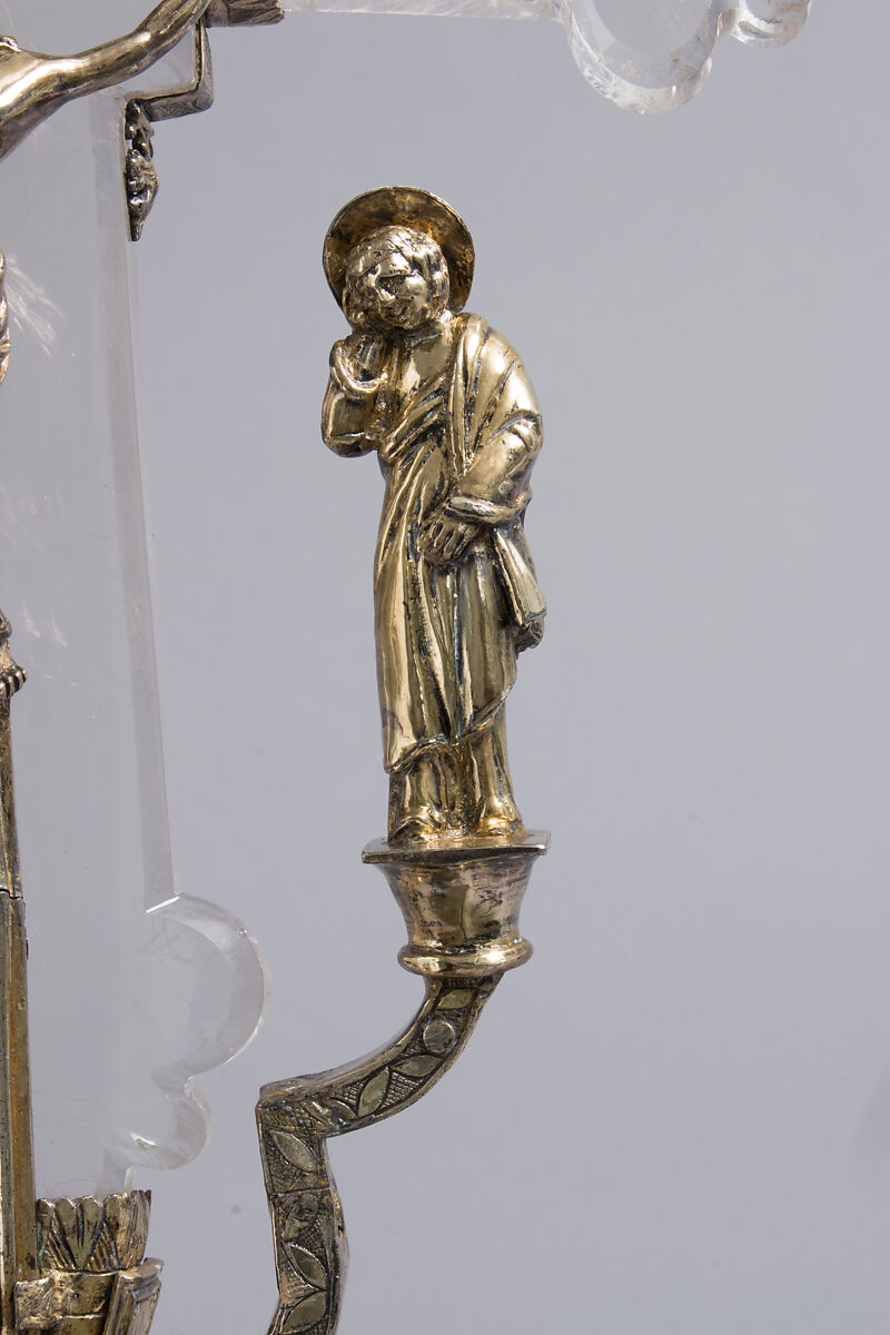 Crucifix, Gilded silver,, crystal, and enamel, Italian