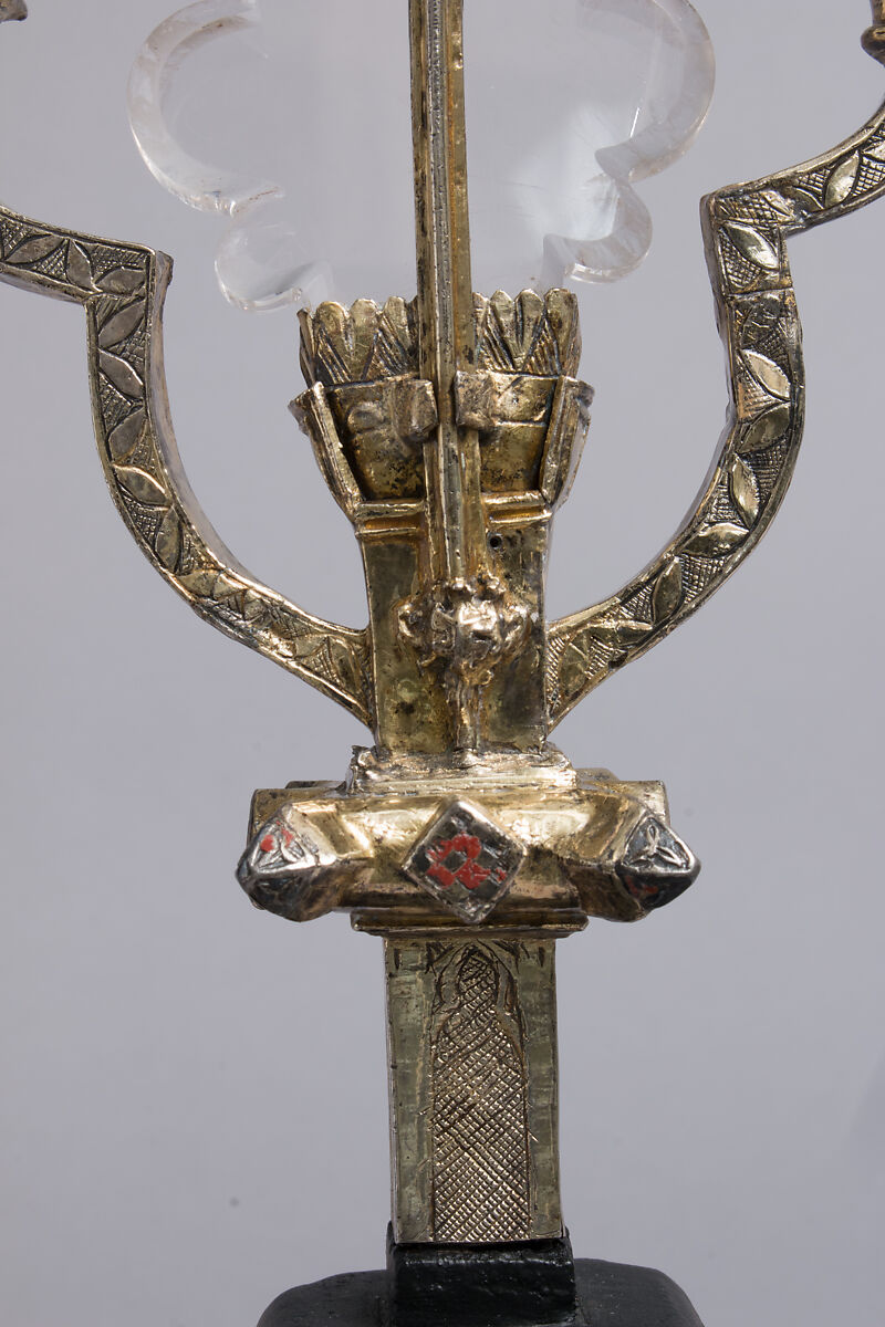 Crucifix, Gilded silver,, crystal, and enamel, Italian
