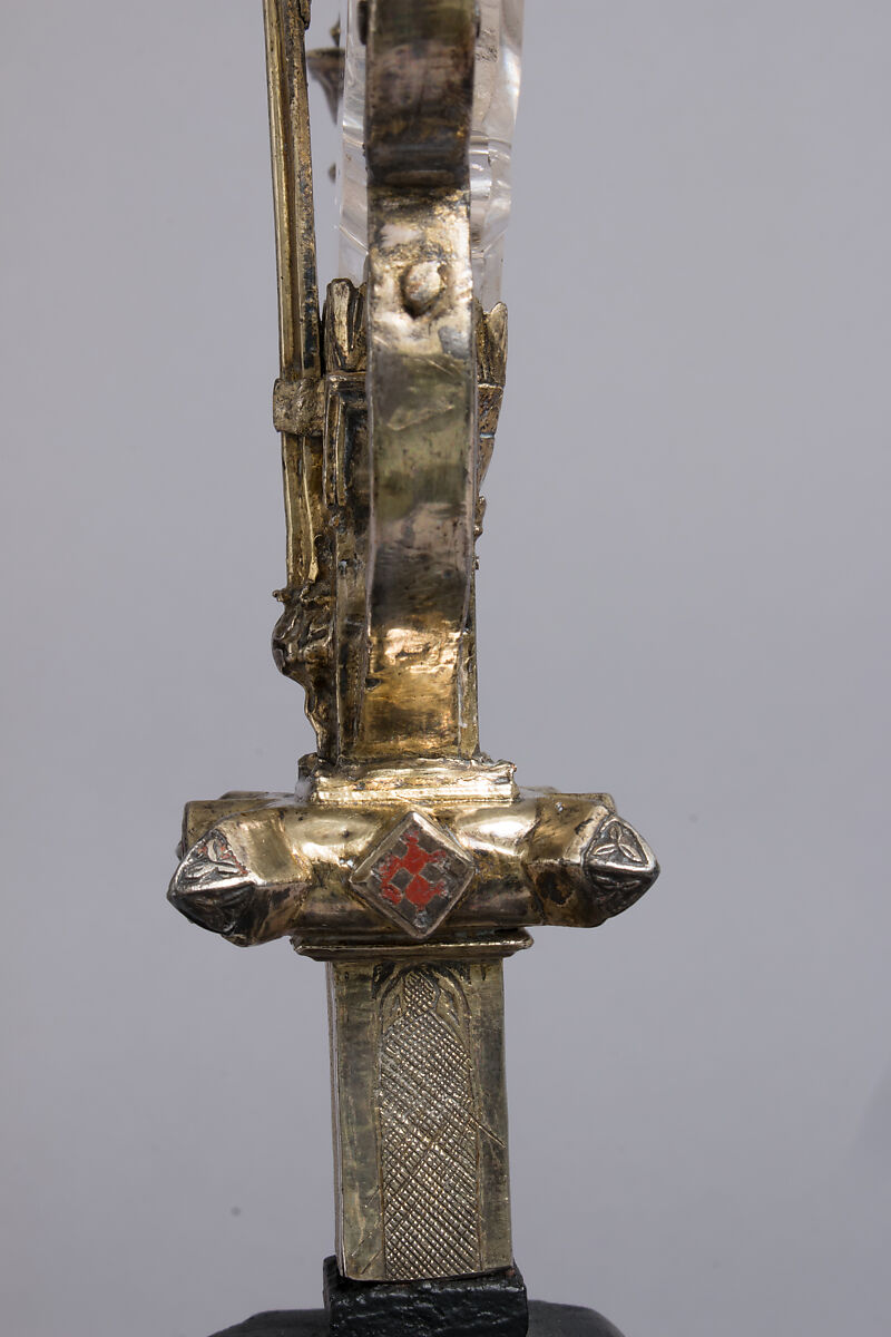 Crucifix, Gilded silver,, crystal, and enamel, Italian